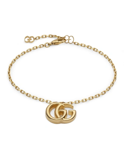 Gucci Running Gg Logo 18k Yellow Gold Bracelet In Undefined