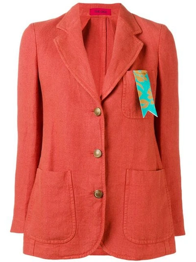 The Gigi Pocket Ribbon Blazer In Red