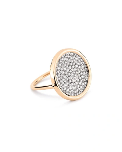 Ginette Ny Ever 18k Rose Gold White Diamond Disc Ring In Pink And White Gold