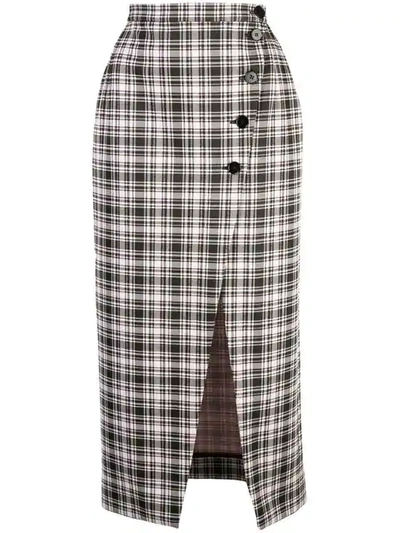 Alexa Chung High-waist Plaid Skirt In Grey