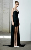 Alex Perry Tristan-satin Crepe Strapless Cape Mini Dress