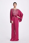 MARCHESA FALL 2019 MARCHESA COUTURE EMBELLISHED LONG SLEEVE SILK CAFTAN,M27701