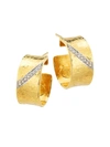 GURHAN WOMEN'S HOURGLASS 22K YELLOW GOLD, 18K WHITE GOLD & DIAMOND HOOP EARRINGS,400010628039