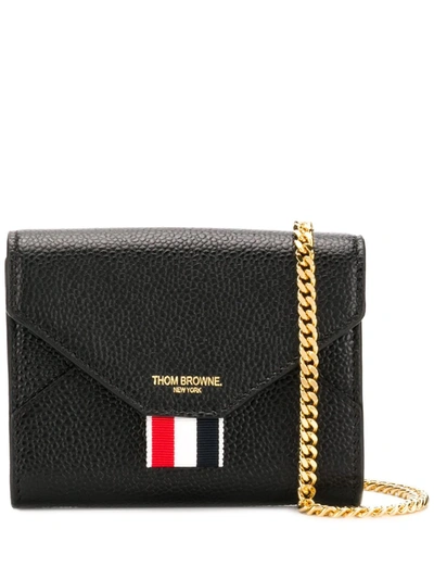 Thom Browne Pebbled Short Envelope Wallet In Black