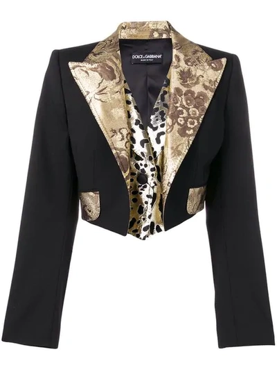 Dolce & Gabbana Black Jacquard Vest Blazer Coat Wool Jacket