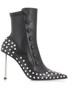 ALEXANDER MCQUEEN BUTTONED EMBELLISHED LEATHER BOOTS