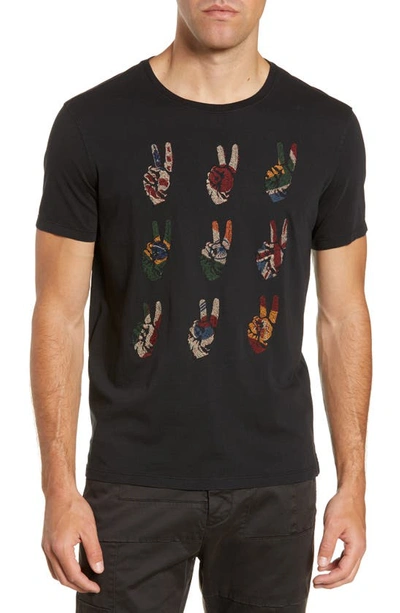 JOHN VARVATOS JOHN VARVATOS STAR USA PEACE HAND EMBROIDERED T-SHIRT,KG4261V1B-BNB7B