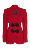 ANDREW GN GUIPURE LACE-TRIMMED CREPE BLAZER,741667