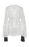 LOEWE SATIN-DETAILED SHEER LEAVER'S LACE BLOUSE,D2299140FO