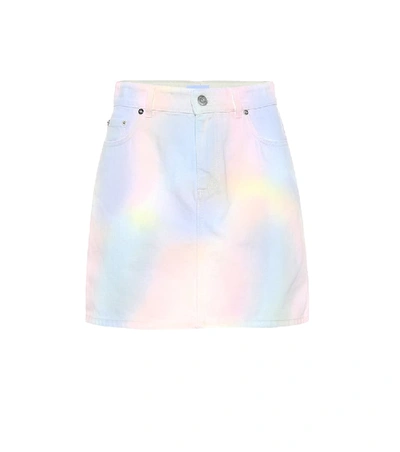 Ganni Shiloh Tie-dye Denim Mini Skirt In Multi