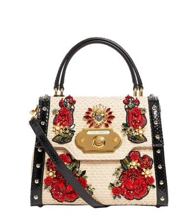 Dolce & Gabbana Medium Leather Welcome Bag In Neutrals