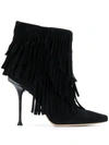 SERGIO ROSSI FRINGED ANKLE BOOTS