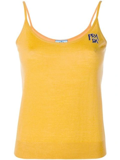 Prada Intarsia Knit Vest In Yellow