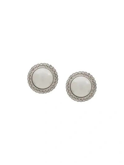 Alessandra Rich Imitation Pearl & Crystal Earrings In Metallic