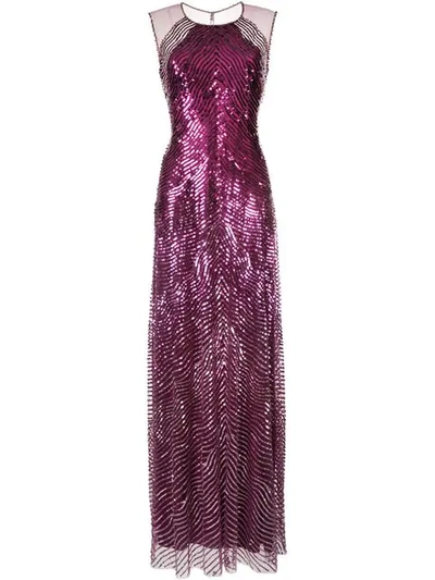Jenny Packham Sequin Gown In Purple