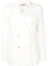 Alberto Biani Double-breasted Embroidered Blazer Jacket In White
