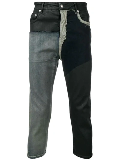Rick Owens Gekürzte Patchwork-jeans In Black