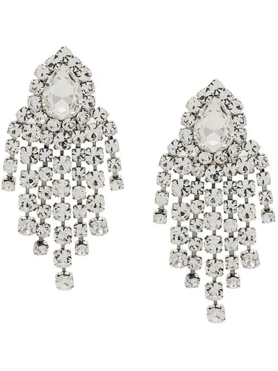 Alessandra Rich Crystal Drop Earrings - 银色 In Metallic