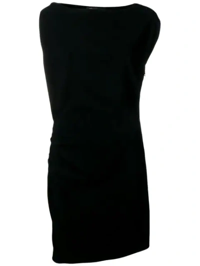 Versace Draped Sheath Dress In Black