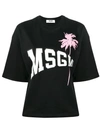 Msgm Logo Palm Tree T-shirt In Black