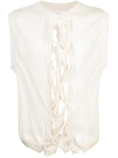 Per Götesson Knitted Cable Waistcoat In Neutrals