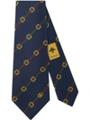 GUCCI GUCCI STIRRUPS AND WEB PRINT TIE - 蓝色