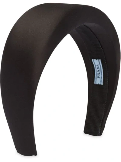 Prada Logo-patch Padded Headband In Black