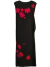 YOHJI YAMAMOTO YOHJI YAMAMOTO FLORAL PRINT BUTTON FRONT DRESS - 黑色