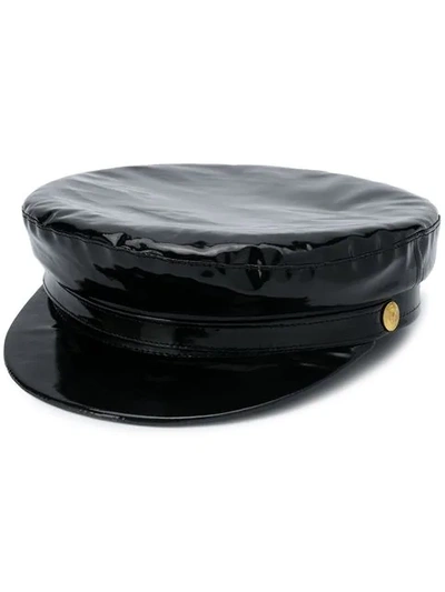 Manokhi Faux Leather Officer Hat - 黑色 In Black