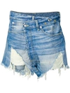 R13 CROSSOVER DENIM SHORTS