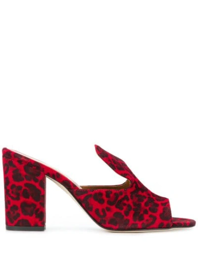 Paris Texas Leopard Print Block Heel Sandals In Red