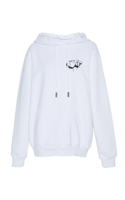 Off-white Logo-printed Knit Cotton Hoodie In White