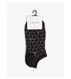 Calvin Klein Logo Print Cotton-blend Trainer Socks Set Of Two In Black