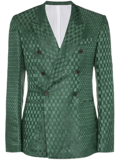 Haider Ackermann Double-breasted Linen And Silk-blend Jacquard Blazer In Green