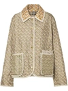 BURBERRY MONOGRAM PRINT QUILTED SILK JACKET