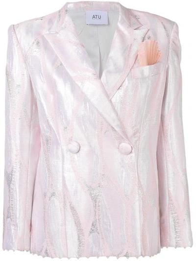 Atu Body Couture Metallic Double-breasted Blazer - 粉色 In Pink