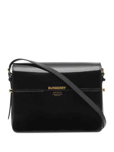 Burberry Large Patent-leather Shoulder Bag In Black