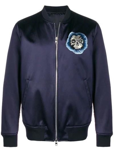 Alexander Mcqueen Flower-embellished Two-tone Cotton And Silk Bomber Jacket In 4100