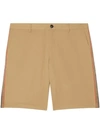 BURBERRY ICON STRIPE DETAIL COTTON TWILL CHINO SHORTS