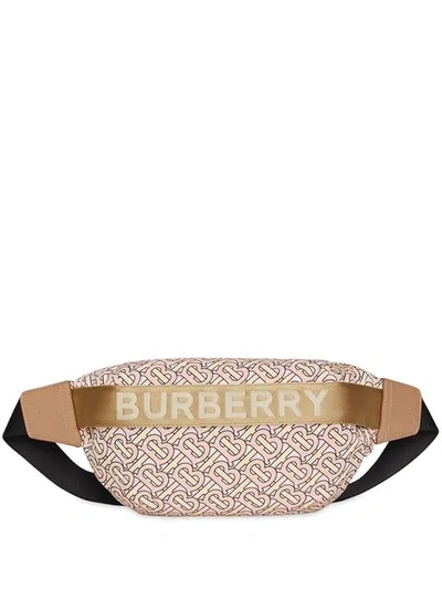 Burberry Sonny Logo Print Belt Bag - 粉色 In Beige