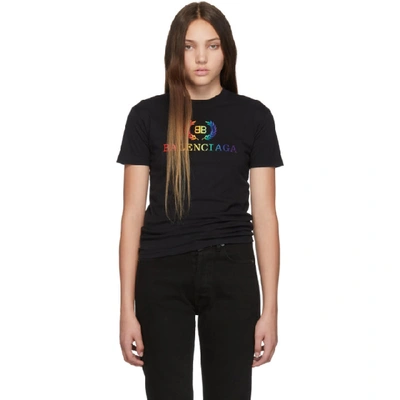 Balenciaga Black Oversized Rainbow Bb T-shirt
