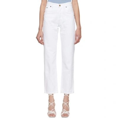 Jacquemus Cropped Wide Leg Cotton Denim Jeans In 70100 White