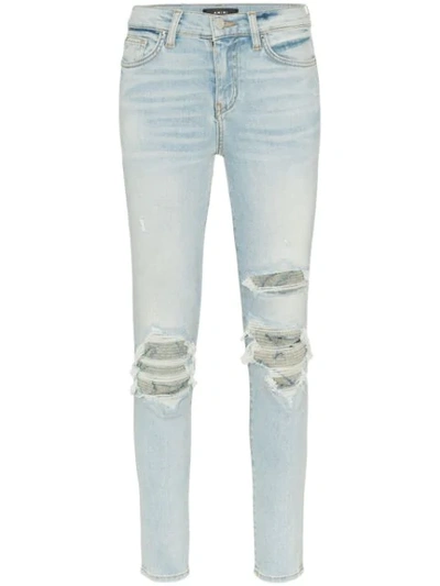 Amiri High-waisted Distressed Slim-fit Jeans In Blue