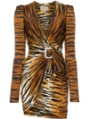 ALEXANDRE VAUTHIER V-neck tiger print silk blend mini dress