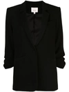 Cinq À Sept Cheyenne Ruffle-cuff Blazer Jacket In Black