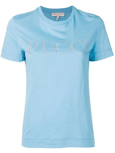 Emilio Pucci Logo Embellished T-shirt - 蓝色 In Blue