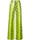 OFF-WHITE OFF-WHITE SNAKE EFFECT WIDE LEG TROUSERS - 绿色
