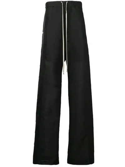 Rick Owens Long Pusher Track Trousers In 09 Black