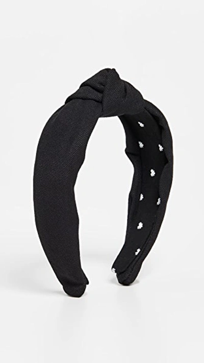 Lele Sadoughi Teddy Knotted Headband In Jet Shearling