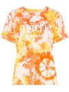 ALL THINGS MOCHI ALL THINGS MOCHI LOGO EMBROIDERED TIE DYE COTTON T-SHIRT - 橘色